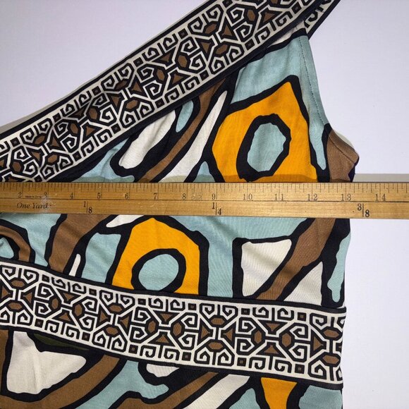 DVF Diane Von Furstenberg Societes One Shoulder 100% Silk Dress Aztec Stretch 2 - Picture 11 of 15